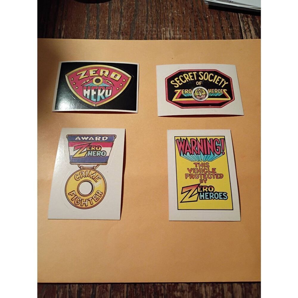 Vintage 1983 General Mills Zero Heroe Trading Card Sticker Cards Lot of 4